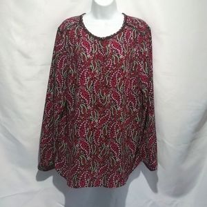 Talbots Long Sleeve Floral Blouse Size XL